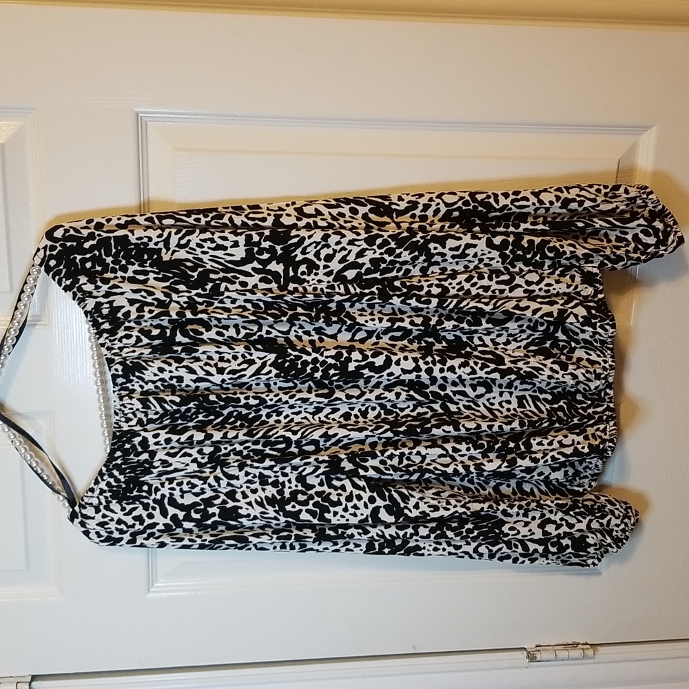 Scoop Womens Black White Zebra Print Longsleeve Shirt - Picture 5 of 10